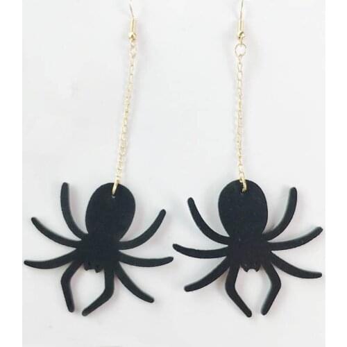 2020 new black skull Pumpkin black spider Korean velvet bat Halloween drop earrings for women
