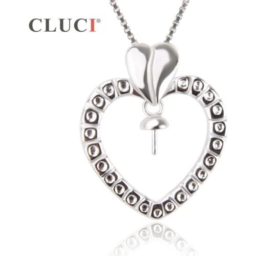 CLUCI New Free Shipping 925 Sterling Silver heart shape pendant for women necklace jewelry making Heart pendant jewelry SP202SB