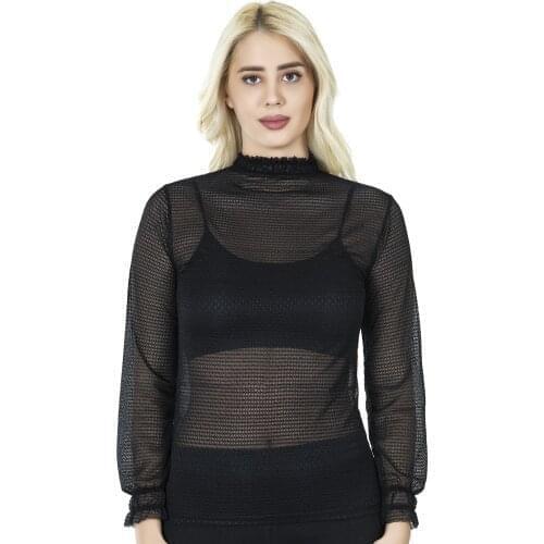 Sea Lead Fishing Neck Fishnet See-Through Detailed Women Undershirt 146, 146