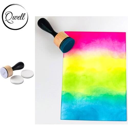 QWELL 2021 New Mini Ink Blending Tools with Round Foams Refills for DIY Ink Painting Craft Drawing Scrapbooking Supplies
