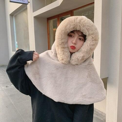 2021 new high-quality new design fashion 100% wool neck protective cap plush cap plus velvet warm hood men and women unisex wint