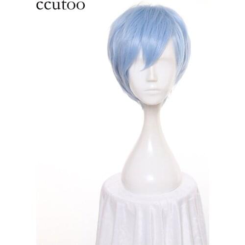 Ccutoo A3 12inch Blue Short Straight Synthetic Hair Heat Resistance Fiber Cosplay Wigs