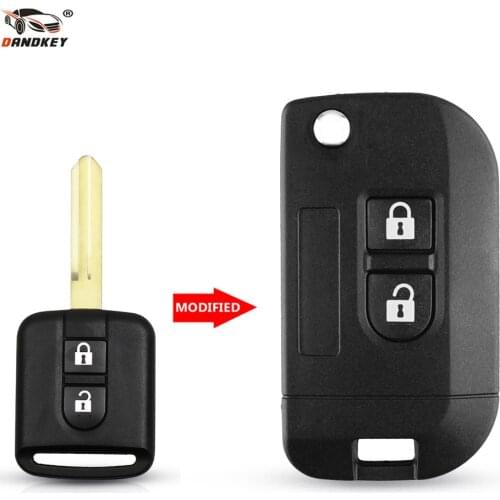 Dandkey Flip Folding Remote Key Shell Car Case Fob Cover For Qashqai Nissan Micra Navara Almera Note 2 Buttons key shell