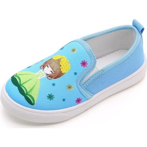 Spring Autumn Cartoon printed Girls Canvas Shoes Kids Kindergarten Shoes for Student Girls Casual Shoes Cotton Breathable 3-15T