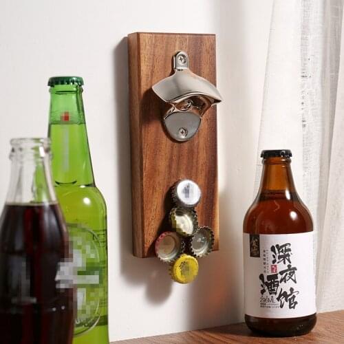 Vintage Wall Bottle Beer Wine Opener Stainless Steel Mounted Bar Glass Bottle Cap Opener Home Decor Kitchen Tool Creativity Gift