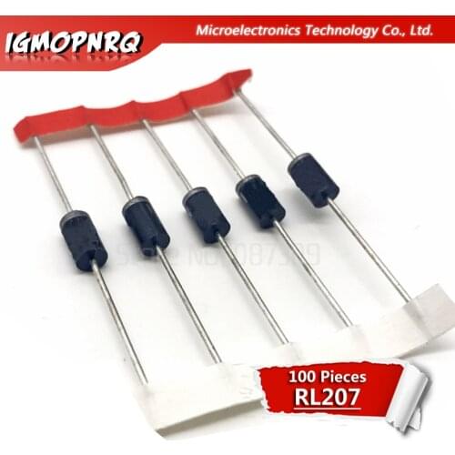 100pcs Rectifier Diode 2A 1000V DO-15 RL207