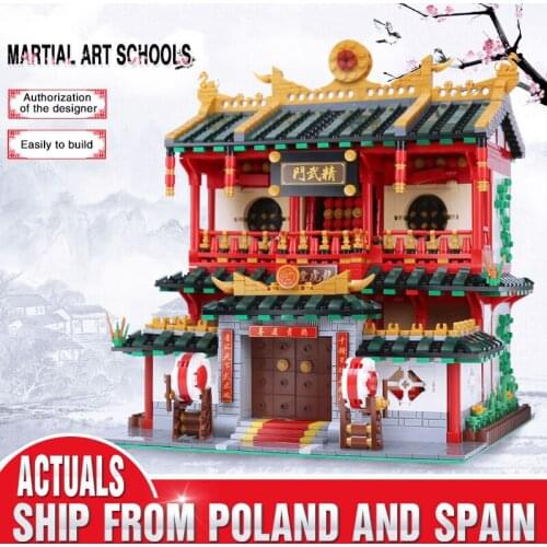 City Street Chinese Building MOC Creative Series Chinese Martial Art Set Set Kids Education Building Blocks Bricks Toys