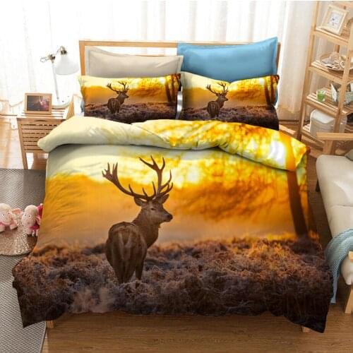Sunset Deer 3D Printed Bedding Set Duvet Covers Pillowcases Comforter Bedding Set Bedclothes Bed Linen