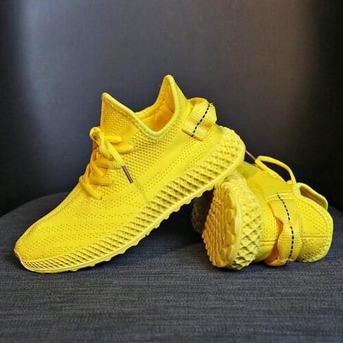 Spring Women Yellow Sneakers Red Fashion Korean Flying Platform Women Shoes Breathable Mesh Lace Up Womens Vulcanize Shoes 2021