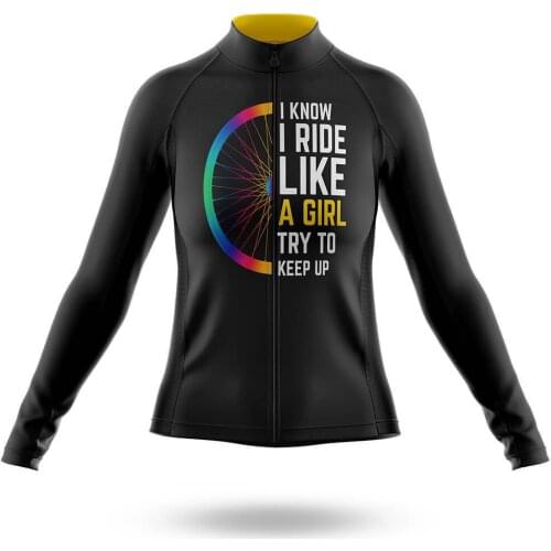 2021 Like A Girl V2 Cycling Jersey Long Sleeve Clothing Race Road Bike Shirts Bicycle Tops MTB Uniform Maillot