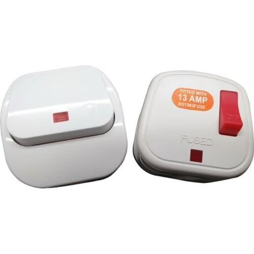 5PCS UK3 Pin Switch 13A 250V AC Power Plug With Switch Male Electrical Socket Fused Connect Cord Overload Protection Adapter