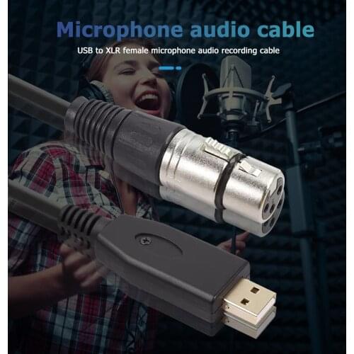 Adapter Splitter Audio Cable USB Microphone Cable USB Male to 3-Pin XLR Female Audio Cable Adapter Converter