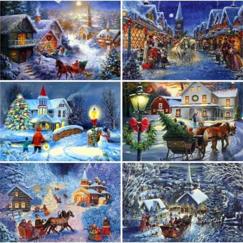 EverShine 5D Diamond Embroidery Snow Picture Rhinestones Diamond Mosaic Landscape Cross Stitch Winter Wall Art Full Square