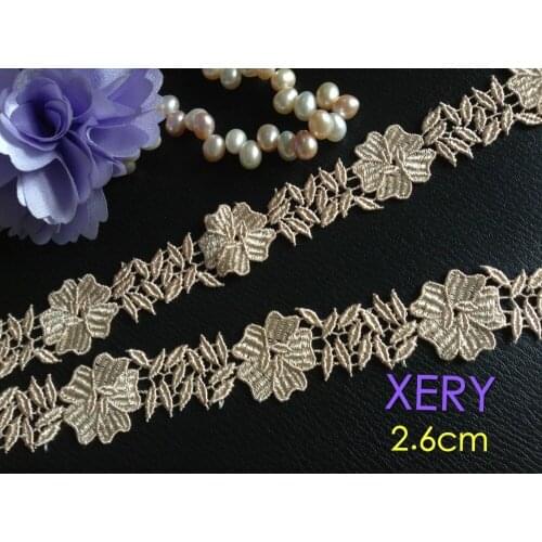 Free shipping 2.6cm high quality champion water soluble embroidery lace, flower lace trimming, DIY accessories lace,XERY13409