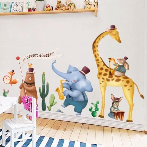 DIY Large Cartoon Wall Stickers Baby Bedroom Kids Room Decor Animal Wallpaper Nursery Decals for Furniture Self-adhesive Mural