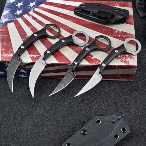 D2 Steel Knife G10 Handle Outdoor Camping Utility Self Defense EDC Military Tactical Knives Survival Hunting CS GO Karambit