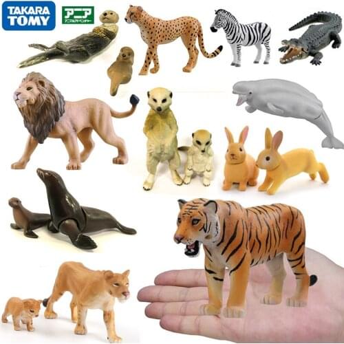 Wild Animal World Model Toys Sea Lion Forest King Tiger Figure Action Monkey Rabbit Zebra Doll Baby Kids Gifts