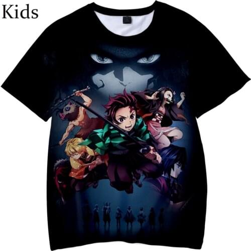 Comfort Ghost Blade Pop 3D Fashion Kids T-Shirt Boys Girls 3D Harajuku Style Demon Slayer Short Sleeve Kids Casual Blue T-Shirt