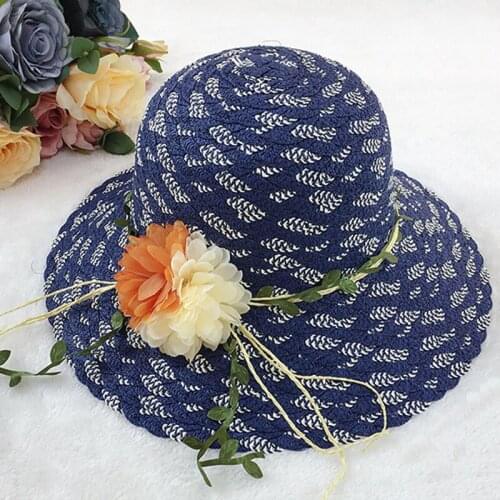 HOT Summer ladies outdoor shade flower straw hat sunscreen sun hat new big along beach hat cool hat