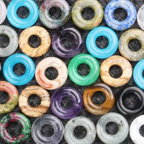 2pcs/bag Natural Stone Big Hole Ring Beads 20-15mm Earring Hoop Accessories Jewelry Making DIY Necklace Bracelet Earrings