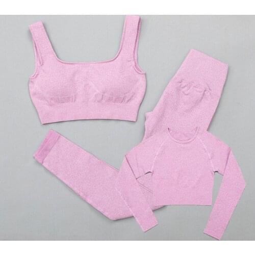 2PCS Sports Suits Women Seamless Yoga Sets Running Fitness Gym Pants High Waist Straps Sport Leggings High Elasticity Bra Pants