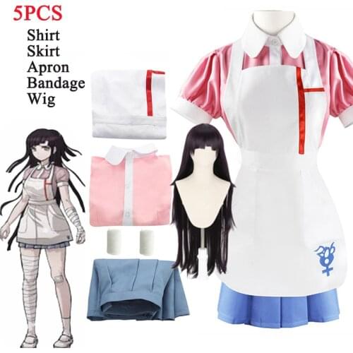 Anime Dangan Ronpa Tsumiki Mikan Cosplay Costume Maid Outfit Uniform Wig Danganronpa 2 Women Halloween Costume Carnival C65A99