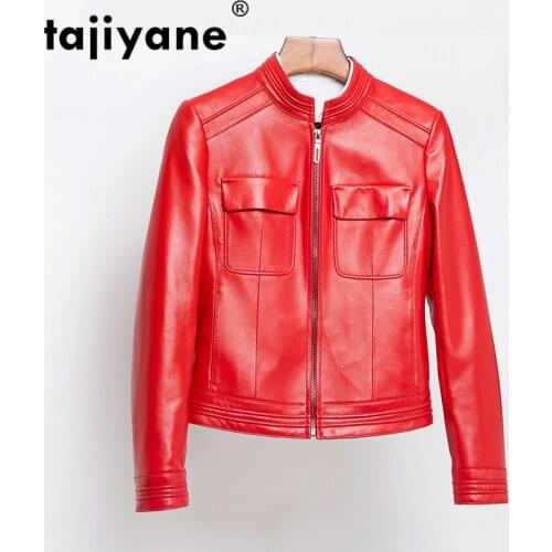 Leather Womens Autumn Jacket Sheepskin Coat Short Motocycle Woman Coat Real Leather Jackets Women Coats 1702R WPY749
