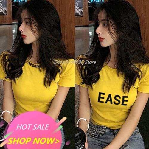 New Women Classic T shirt EASE Print Short-sleeve t-shirt Female Trend Letter Casual Tops Short Sleeve Harajuku Top DropShipping