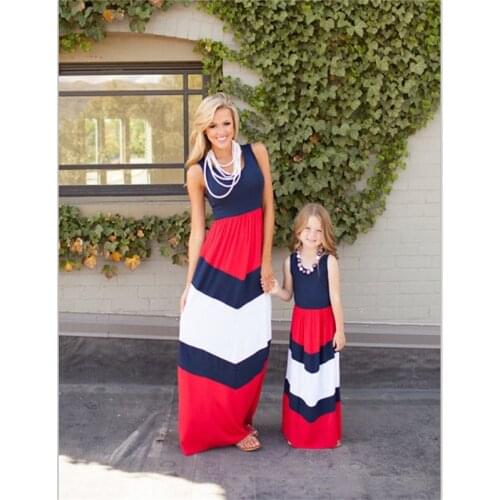 LILIGIRL 2019 New Family Matching Clothes Mommy and Me Striped Dresses Mom and Daughter Kids Dress got Girls Clothes Outfits