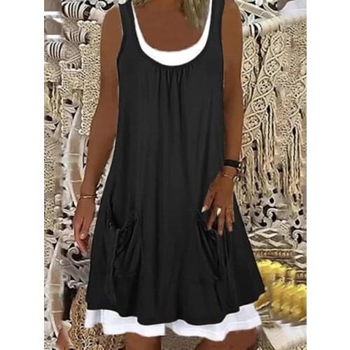 In the summer of 2021 the new leisure sleeveless two-piece dress pocket lace-up sundress