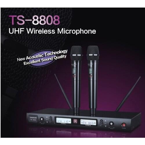 NEW Professional Wireless Microphone Mic Cordless DJ Karaoke System TS-8808 UHF Wireless Microphone 740-790MHz free shipping