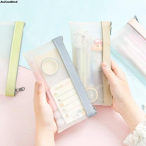 Makeup Storage Korean Fashion Ins Pen Case Pouches Coin Pocket Organizer Transparent Simple Pencil Case Student Stationery Bag