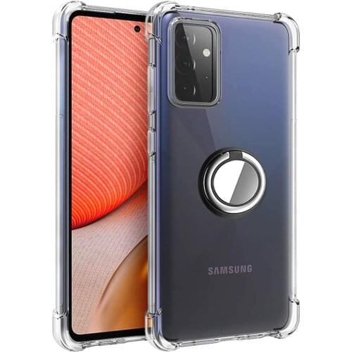Shockproof Soft TPU Airbag Ring Holder Case For Samsung Galaxy A82 A72 A52 F52 A32 F62 M62 Quantum 2 F12 M12 M42 A02S