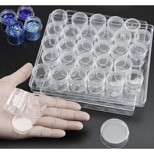 Clear Plastic Bead Storage Containers Set with 30 Pieces Transparent Bottles Storage Jars Diamond Painting Accessory Box