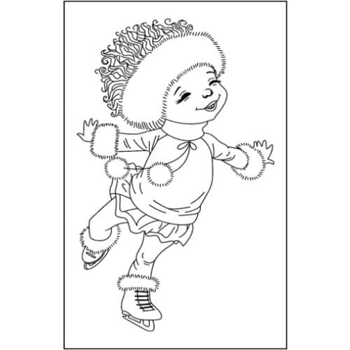 10x8 Girl skiing Transparent Clear Rubber Stamp Sheet Cling Scrapbooking Photo Album PaperCard DIY Craft