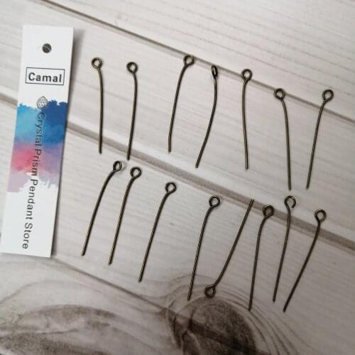 Camal 100pcs 30mm Bronze Eye Head Pin Buckle Connector Finding For Crystal Prism Pendant Jewelry Making Accessories Part