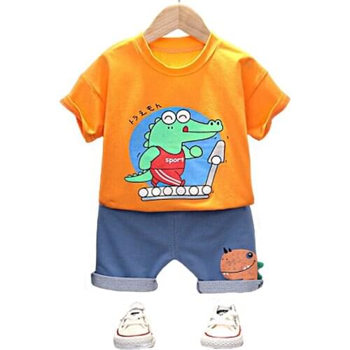 Cartoon Toddler Kids Boy Clothes Summer Set T Shirt +Short Jeans Children Clothing Short Sleeve T-Shirt Boys Suit Baby Tracksuit