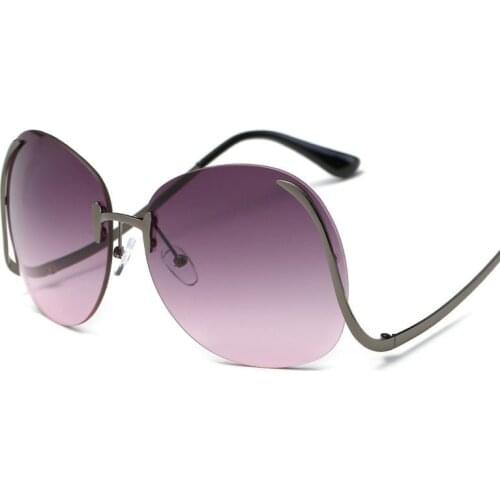 Sunglasses Women Trendy Sunglasses Round Rimless Uv Protection Sun Glasses Metal Frame Various Color For Men And Women Gradient
