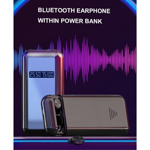 The Latest 10000mAh Tws Bluetooth 5.0 Sports Headset Waterproof Headset Microphone and Battery Charging Box Wireless Bluetoot