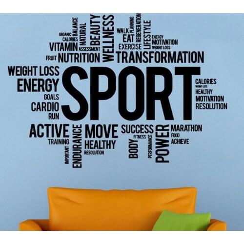 Sports Gym Quote Wall Sticker Fitness Center Decoration Body Building Power Words Wall Vinyl Decal Sports Sign Vinyl Art m129