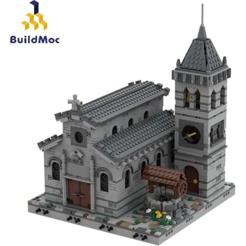 Buildmoc City Buildings Medieval Church City House Street View Vintage Church Architecture Building Blocks Cathedral Toys Gifts