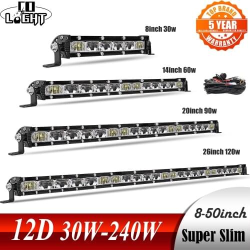 CO LIGHT Ultra-Thin LED Light Bar 12V 50"240W Offroad Led Work Light Single Row Combo Beam for ATV 4x4 Niva Boat Tractor UAZ 24V