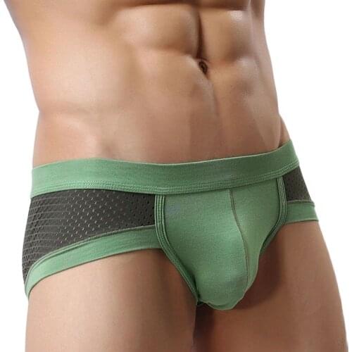 Sexy Mens Underwear Men Briefs Underwear Modal Mesh Ropa Interior Hombre Slip Gay Low Waist Breathable Sex Panties for Men