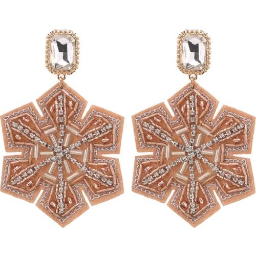 Women Earring Bohemian Geometric Beads Dangle Earrings Large Handmade Charm Statement Big Drop Earrings For Women Ethnic Jewelry