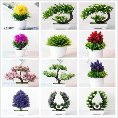 1pc Artificial Plants Bonsai Small Tree Pot Plants Fake Flowers Potted Ornaments for Home Party Desktop Decor Hotel Garden Decor