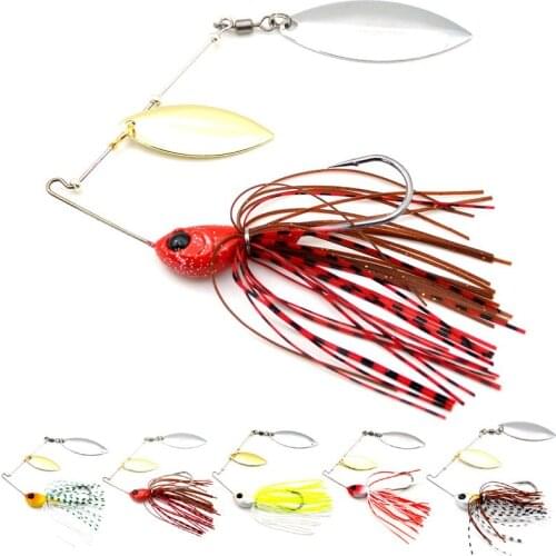 1PCS/LOT 12/18g Spinner Bait Sequins Beard Lure Rotating Composite Fishing Lure Metal Jig Hook Lure Spinning Spinnerbait Hot