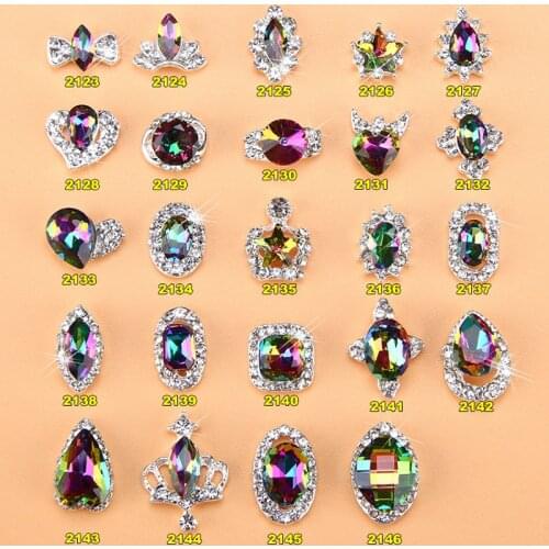 100pcs Nail Tip Jewelry Pack of 6 Multiple Designs Rhinestone Alloy Nail Art Decorations Glitter Charm 3D Nail Jewelry ML2571-50