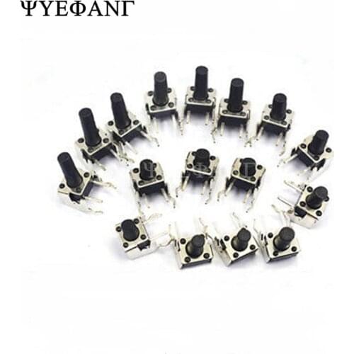 20PCS 6x6mm Panel PCB Momentary Tactile Tact Mini Switch 6*6*4.3/5/6/7/8/10/12mm Right Angle With stent 6x6x4.3mm