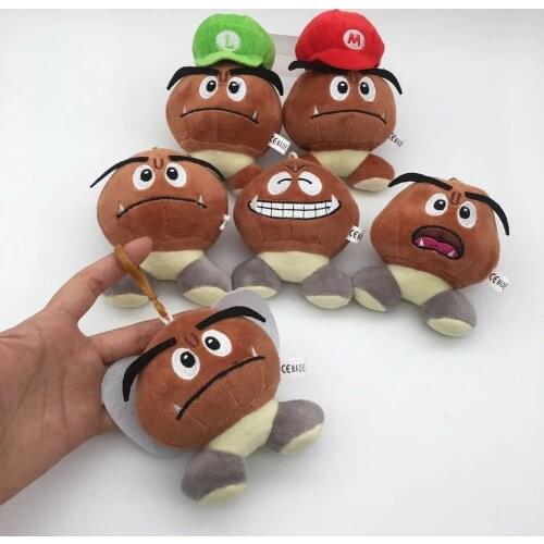 24/Lot 6 Styles Mushroom 10CM Plush Clip Keychain Collection Doll Toy
