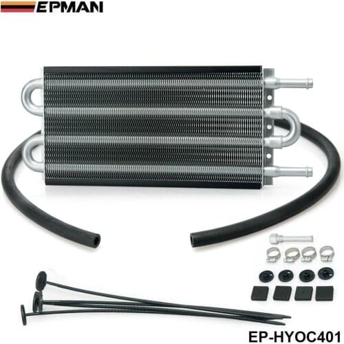4 Row Black Aluminum Remote Transmission Oil Cooler/Auto-Manual Radiator Converter Kit OC-1401 2,500 lbs EP-HYOC401